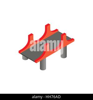 Bridge with red pillars icon in isometric 3d style Stock Vector