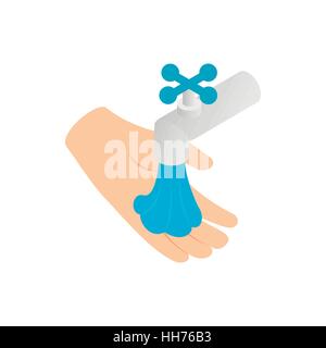 Water tap with drop and hand icon Stock Vector