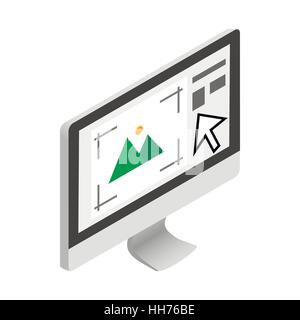 Computer monitor with printer program icon Stock Vector