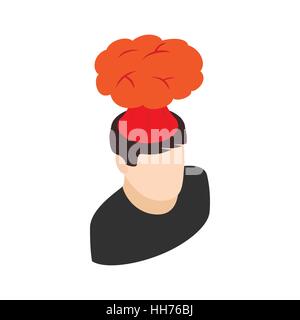 Volcanic exploding brain icon, isometric 3d style Stock Vector