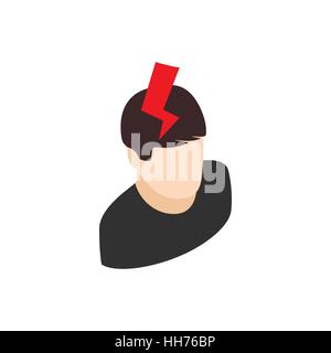 Head with lightning icon, isometric 3d style Stock Vector