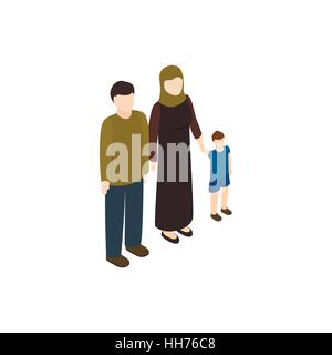 Refugee family icon, isometric 3d style Stock Vector