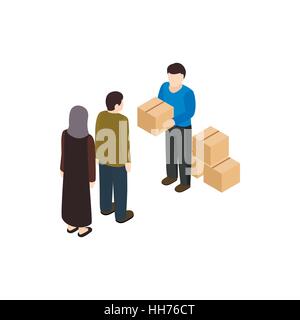 Humanitarian assistance icon, isometric 3d style Stock Vector