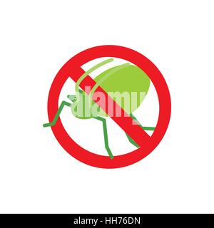 Warning sign with grasshopper icon Stock Vector