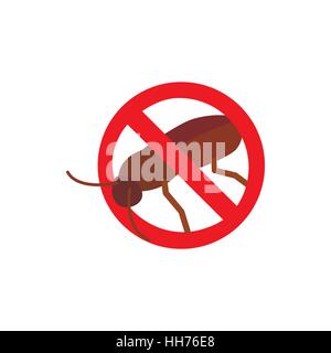 Warning sign with cockroach icon Stock Vector
