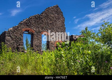 Michigan Ghost Town. Abandoned buildings at the Quincy copper Mine in Michigan's Upper Peninsula. This is a site of the United S Stock Photo