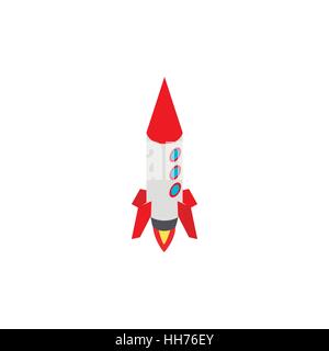 Red and gray rocket icon, isometric 3d style Stock Vector