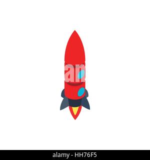 Red rocket with two portholes icon Stock Vector