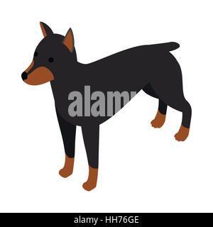 Doberman dog icon, isometric 3d style Stock Vector
