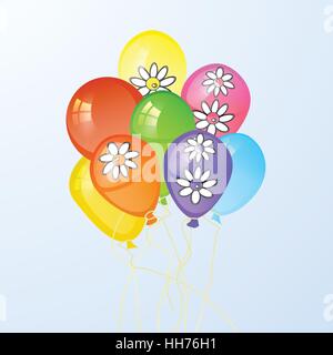 balloons. in the form of a circle with a lot of flowers. isolated on white background. illustration. use the smart phone, website, decoration, design, Stock Vector