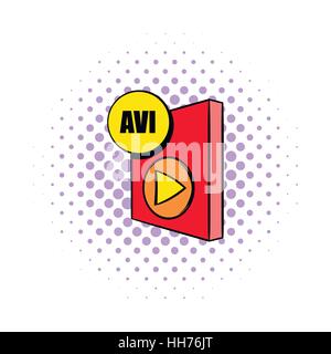 AVI file icon in comics style Stock Vector