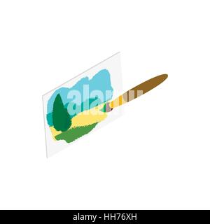 Drawing of landscape icon, isometric 3d style Stock Vector