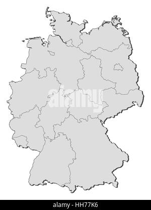 Political map of Germany with the several states. Stock Photo