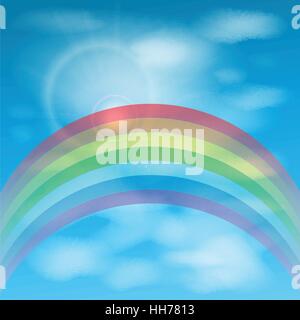 rainbow against the sky with clouds. illustration. use the smart phone, website, decoration, design, printing fabric shirt decoration etc Stock Vector