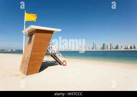 Lifeguard station at the Al Mamzar beach in Dubai, UAE Stock Photo