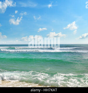 ocean, picturesque beach and blue sky Stock Photo