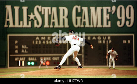 Red Sox pitcher Pedro Martinez pitching during the All Star Game at Fenway  Park in Boston Ma USA photo by bill belknap Stock Photo - Alamy