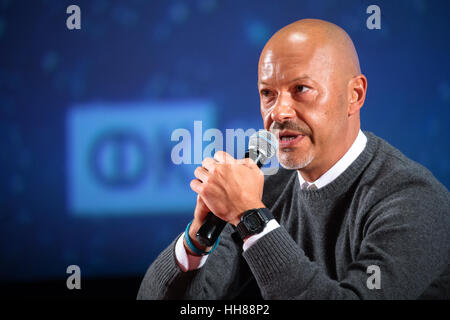 Moscow, Russia. 17th Jan, 2017. Film director Fyodor Bondarchuk at the lecture 'The attraction: Under the sign of secrecy' in the cinema 'October'. Credit: Victor Vytolskiy/Alamy Live News Stock Photo