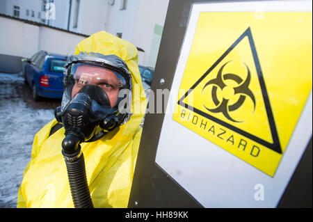 Pardubice, Czech Republic. 18th Jan, 2017. The Czech military presented its mobile laboratory that is equipped to detect and identify bioterror pathogens, including the well-known anthrax and Ebola, in Pardubice, Czech Republic, January 18, 2017. Credit: Josef Vostarek/CTK Photo/Alamy Live News Stock Photo