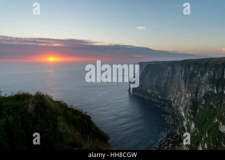 Sunrise at Bempton cliffs on the east coast of England. Stock Photo