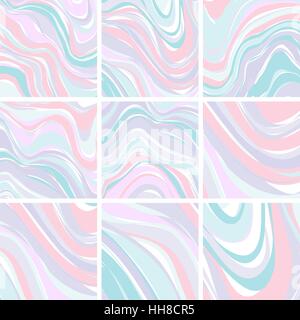 Set of Marble Patterns - Abstract Texture with Soft Pastels 2016 Trand Colors - in vector Stock Vector