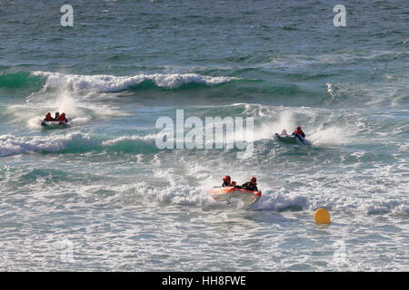 Zapcat offshore RIB circuit racing at Fistral Beach Newquay UK Stock Photo