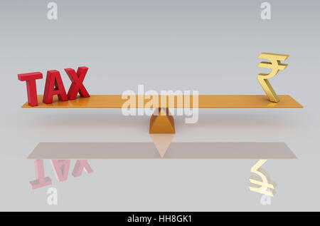 Tax Concept with Rupee symbol - 3D Rendered Image Stock Photo