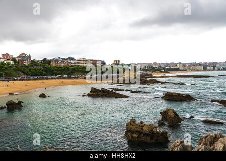 Bathers on El Sardinero beach in Santander, Spain Stock Photo