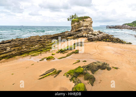 Rocks on El Sardinero beach in Santander, Spain Stock Photo