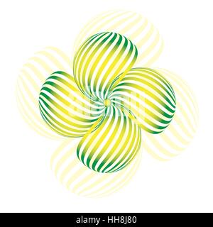 Green striped flower with shadow Stock Vector