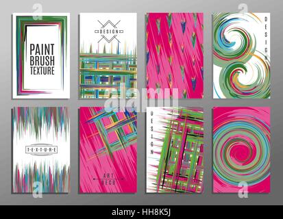 Hand drawn collection of artistic invitations made by acrylic homemade texture with trendy geometric icons and logotypes. Artistic background. Wedding, marriage, bridal, birthday, Valentine's day Stock Vector
