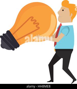 human character with bulb icon vector illustration design Stock Vector