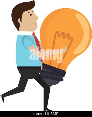 human character with bulb icon vector illustration design Stock Vector