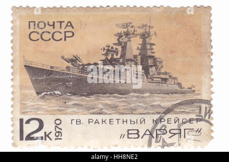 Old soviet military theme stamps Stock Photo