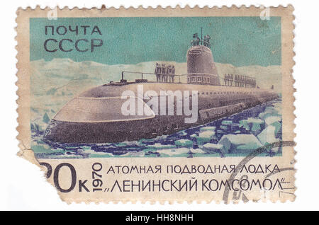 Old soviet military theme stamps Stock Photo