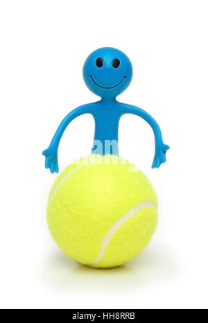 Smilie with tennis ball isolated on white Stock Photo