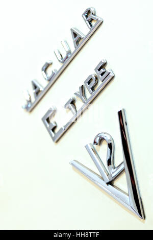 Jaguar E Type  V12 insignia Stock Photo