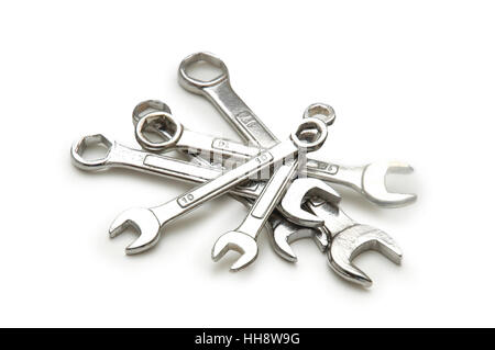 Various spanners isolated on white Stock Photo