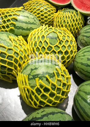 Closed up Fresh watermelon in the food market Stock Photo
