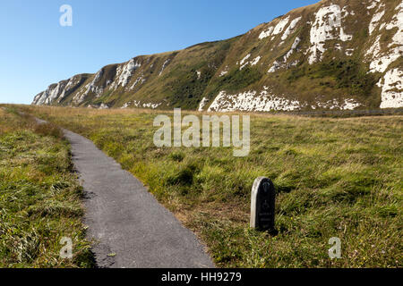 Part of the walking trail at Samphire Hoe Country Park, Kent, below the White Cliffs of Dover, Kent, U.K. Stock Photo