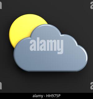 sun and cloud weather forecast icon isolated on black Stock Photo