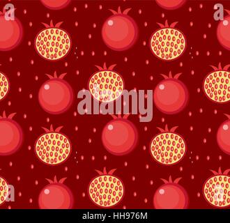 Pomegranate seamless pattern. Garnet fruit endless background, texture. Fruits. Vector illustration Stock Vector