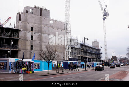 Construction work at White Hart Lane football ground stadium of Tottenham Hotspur North London UK Stock Photo