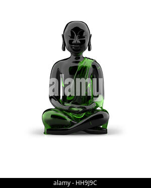 buddha statue made of glass - black green Stock Photo