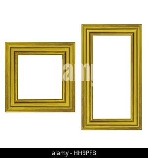Set of Gold Wooden Frames Stock Vector