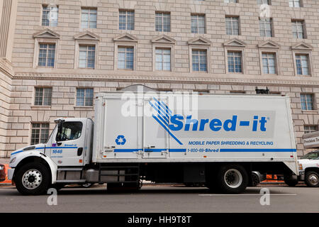 Shred-it truck parked in front of government building - Washington, DC USA Stock Photo