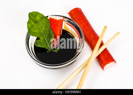 Surimi and soy sauce Stock Photo