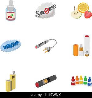 Smoking icons set, cartoon style Stock Vector