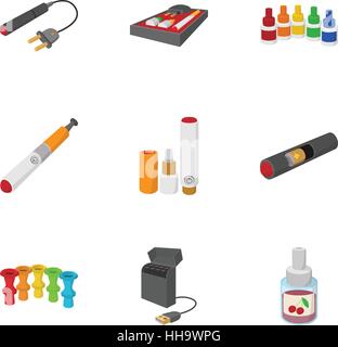 Tobacco icons set, cartoon style Stock Vector