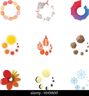Sign download icons set, cartoon style Stock Vector
